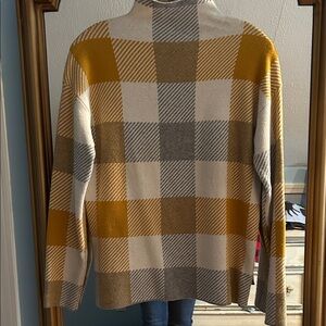 Plaid Turtleneck Sweater in Mustard and Gray